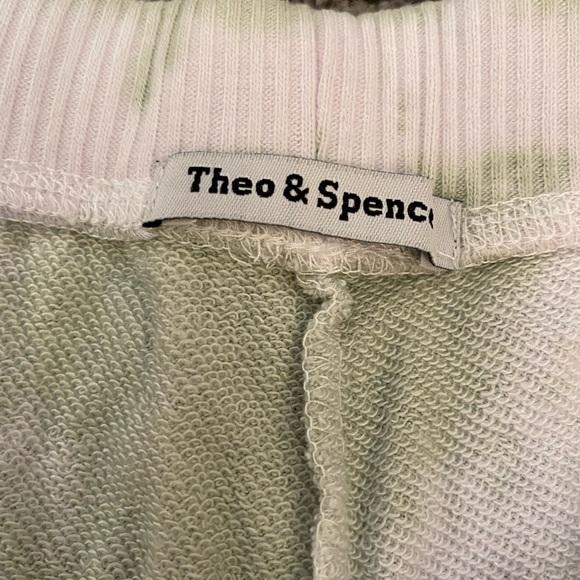 Theo & Spence Tie-Dye French Terry Pajama Shorts in Green XL - Picture 4 of 5